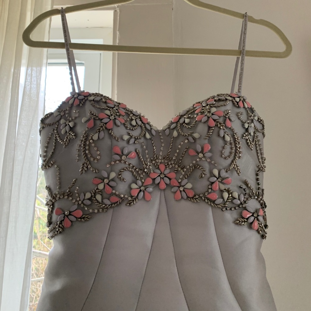 Sherri Hill Silver Mermaid Prom Dress